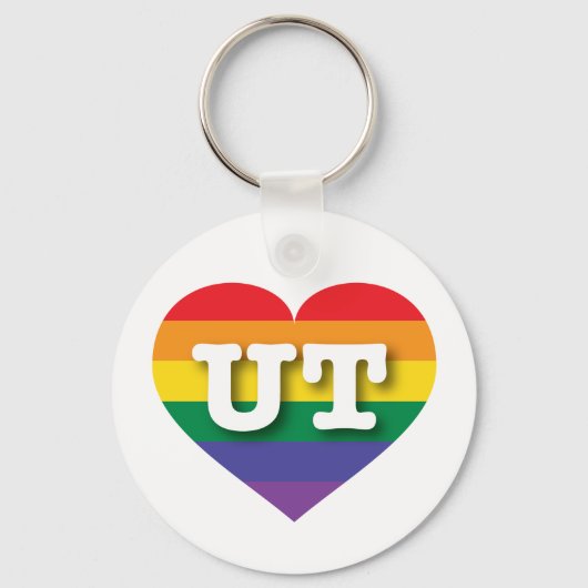Ik hou van Utah Rainbow Heart Sleutelhanger (Voorkant)