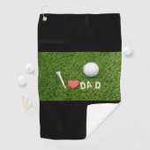Ik hou van vader met golfbal en van rood hart. golfhanddoek (Insitu)