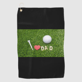 Ik hou van vader met golfbal en van rood hart. golfhanddoek