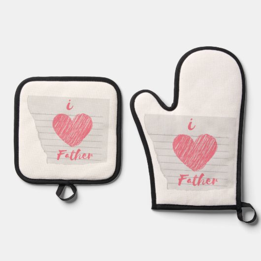 Ik hou van vader ovenwant & pannenlap set (Voorkant)