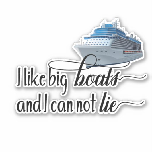 Ik hou van vakantie met grote boten cruiseschepen sticker (Voorkant)