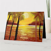 Ik hou van Vakantie  Zonsondergang Oceaan Palmbome Kaart (Voorkant)
