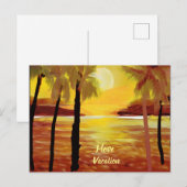 Ik hou van vakantie zonsondergang oceaan palmbomen briefkaart (Voorkant / Achterkant)