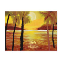 Ik hou van vakantie zonsondergang oceaan palmbomen