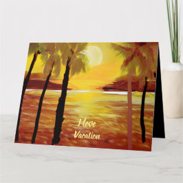 Ik hou van vakantie Zonsondergang Oceaan Palmbomen Kaart