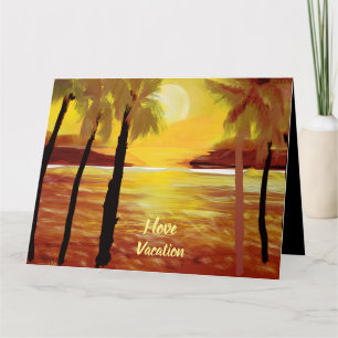 Ik hou van vakantie Zonsondergang Oceaan Palmbomen Kaart