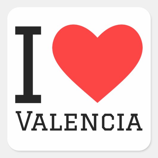 Ik hou van Valencia Vierkante Sticker (Voorkant)