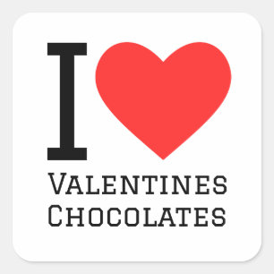 Ik hou van valentijnen chocolaatjes vierkante sticker