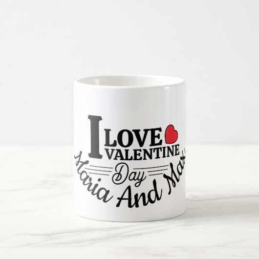 Ik hou van Valentijnsdag met aangepaste naam Koffiemok (Center)