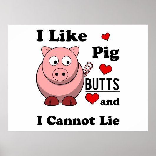 Ik hou van varken Butts Funny Pork Butt Roast Poster (Voorkant)