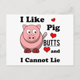 Ik hou van varken Butts Funny Pork Butt Roast Uitnodiging Briefkaart