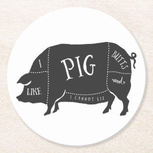 Ik hou van varken en ik kan niet liegen ronde kartonnen onderzetter