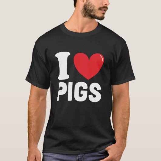 Ik hou van varkens, beste varken liefhebber cadeau t-shirt (Voorkant)