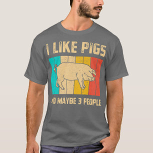 Ik hou van varkens en misschien 3 mensen die Vinta T-shirt