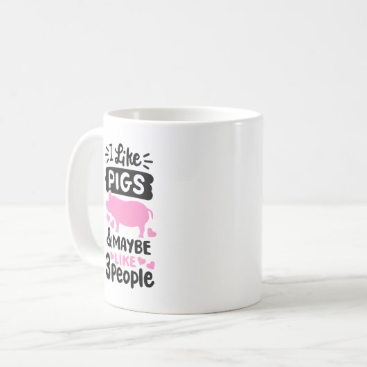 "Ik hou van varkens en misschien 3 mensen" grappig Koffiemok (Voorkant links)