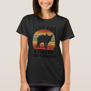 Ik hou van varkens en misschien wel van 3 mensen V T-shirt