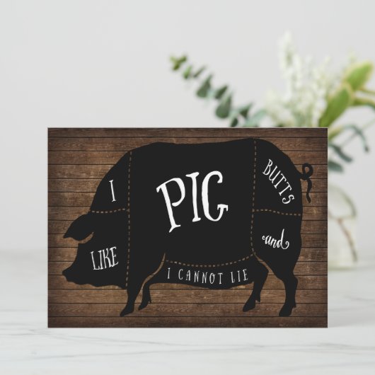 Ik hou van varkensbillen en ik kan niet leven BBQ  Kaart (Staand voorkant)