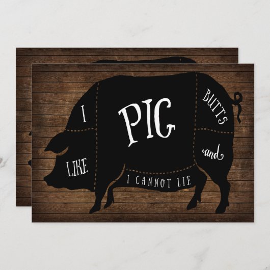 Ik hou van varkensbillen en ik kan niet leven BBQ  Kaart (Voorkant / Achterkant)