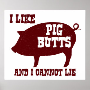 Ik hou van Varkensknoppen en ik kan geen BBQ-bacon Poster