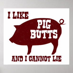 Ik hou van Varkensknoppen en ik kan geen BBQ-bacon Poster