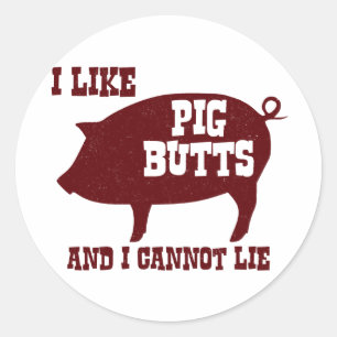 Ik hou van Varkensknoppen en ik kan geen BBQ-bacon Ronde Sticker
