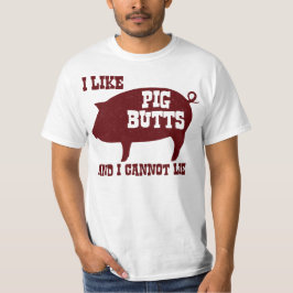 Ik hou van Varkensknoppen en ik kan geen BBQ-bacon T-shirt