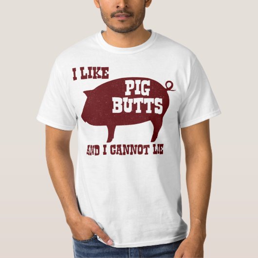 Ik hou van Varkensknoppen en ik kan geen BBQ-bacon T-shirt (Voorkant)