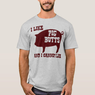 Ik hou van Varkensknoppen en ik kan geen BBQ-bacon T-shirt