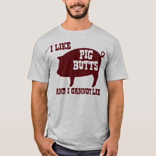 Ik hou van Varkensknoppen en ik kan geen BBQ-bacon T-shirt (Voorkant)