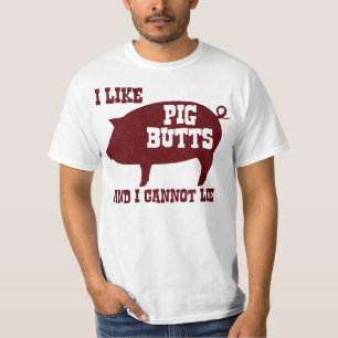 Ik hou van Varkensknoppen en ik kan geen BBQ-bacon T-shirt