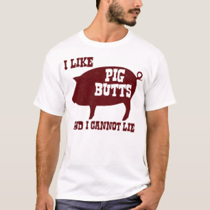 Ik hou van Varkensknoppen en ik kan geen BBQ-bacon T-shirt