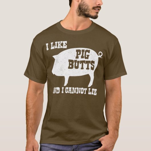 Ik hou van Varkensknoppen en ik kan geen BBQ-bacon T-shirt (Voorkant)