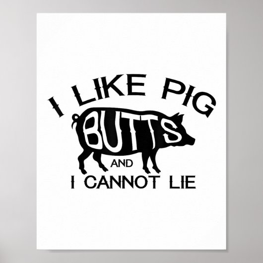 Ik hou van varkensvlees konten - grappig grillen B Poster (Voorkant)