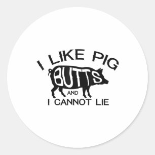 Ik hou van varkensvlees konten - grappig grillen B Ronde Sticker