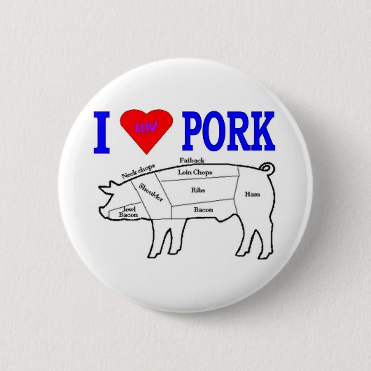 IK HOU VAN VARKENSVLEES RONDE BUTTON 5,7 CM (Voorkant)
