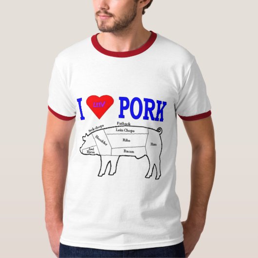 IK HOU VAN VARKENSVLEES T-SHIRT (Voorkant)