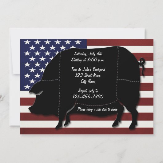 Ik hou van Varkensvlekken en ik kan niet op 4 juli Kaart (Achterkant)