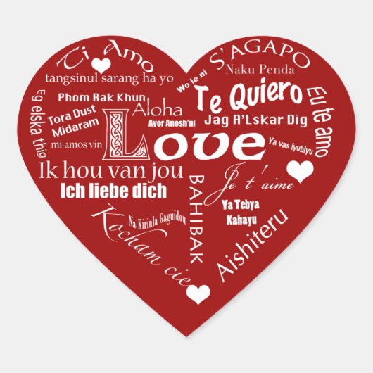 Ik hou van veel talen en harten hart sticker (Voorkant)