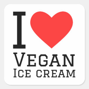 Ik hou van vegan ijs vierkante sticker