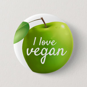 Ik hou van veganist ronde button 5,7 cm