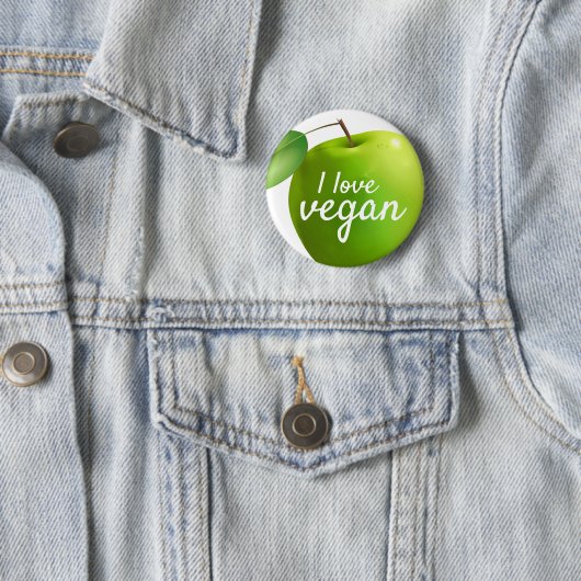 Ik hou van veganist ronde button 5,7 cm (In situ)