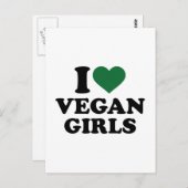 Ik hou van veganmeisjes briefkaart (Voorkant / Achterkant)