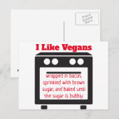Ik hou van Vegans Funny Insult Anti-Vegan Briefkaa Briefkaart (Voorkant / Achterkant)