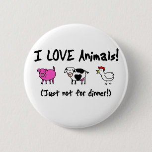 Ik hou van Vegetarie Ronde Button 5,7 Cm