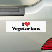 Ik hou van vegetariërs bumpersticker (Op auto)