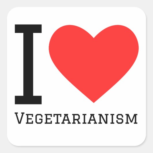 Ik hou van vegetarisme vierkante sticker (Voorkant)