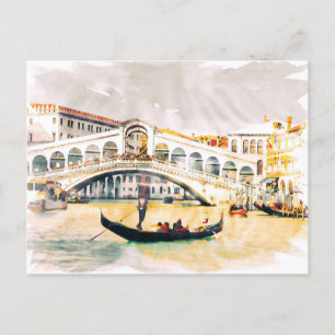 Ik hou van Venetië, Italië - Aquarelle stijl Briefkaart
