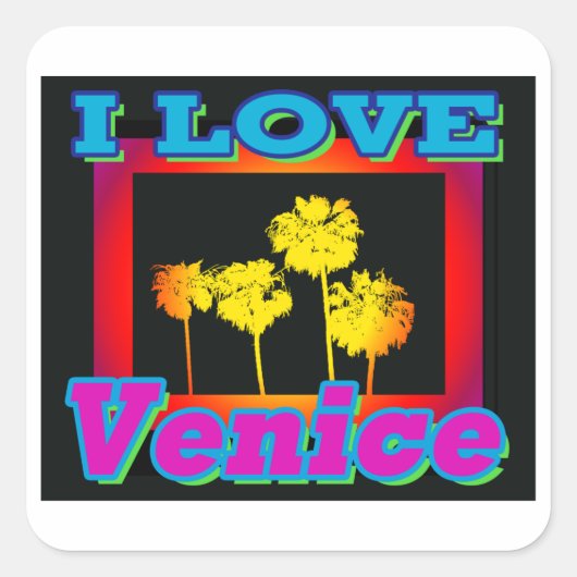 Ik hou van Venetië palmbomen in de Stickers (Voorkant)