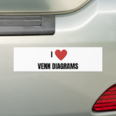 Ik hou van Venn-diagrammen Bumpersticker (Op auto)