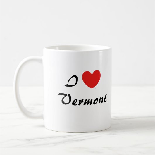 Ik hou van Vermont Heart Typography Coffee Mok (Links)